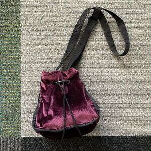 Lesportsac purple velvet drawstring bucket bag
